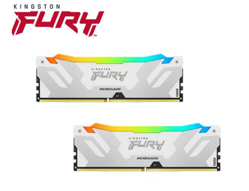 金士頓 (雙通16GB*2) DDR5-7200 FURY Renegade RGB銀白記憶體